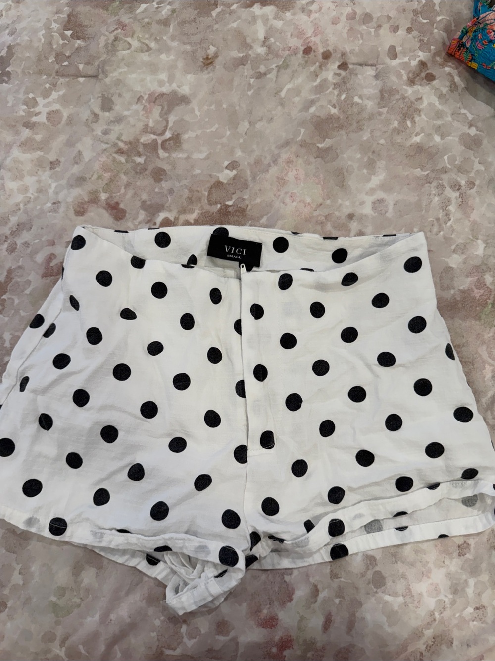 VICI White High-Waist Polka Dot Shorts - Black Spots